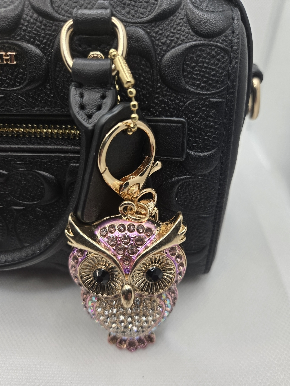 Set Of 3 Rhinestone Owl Bag Charms